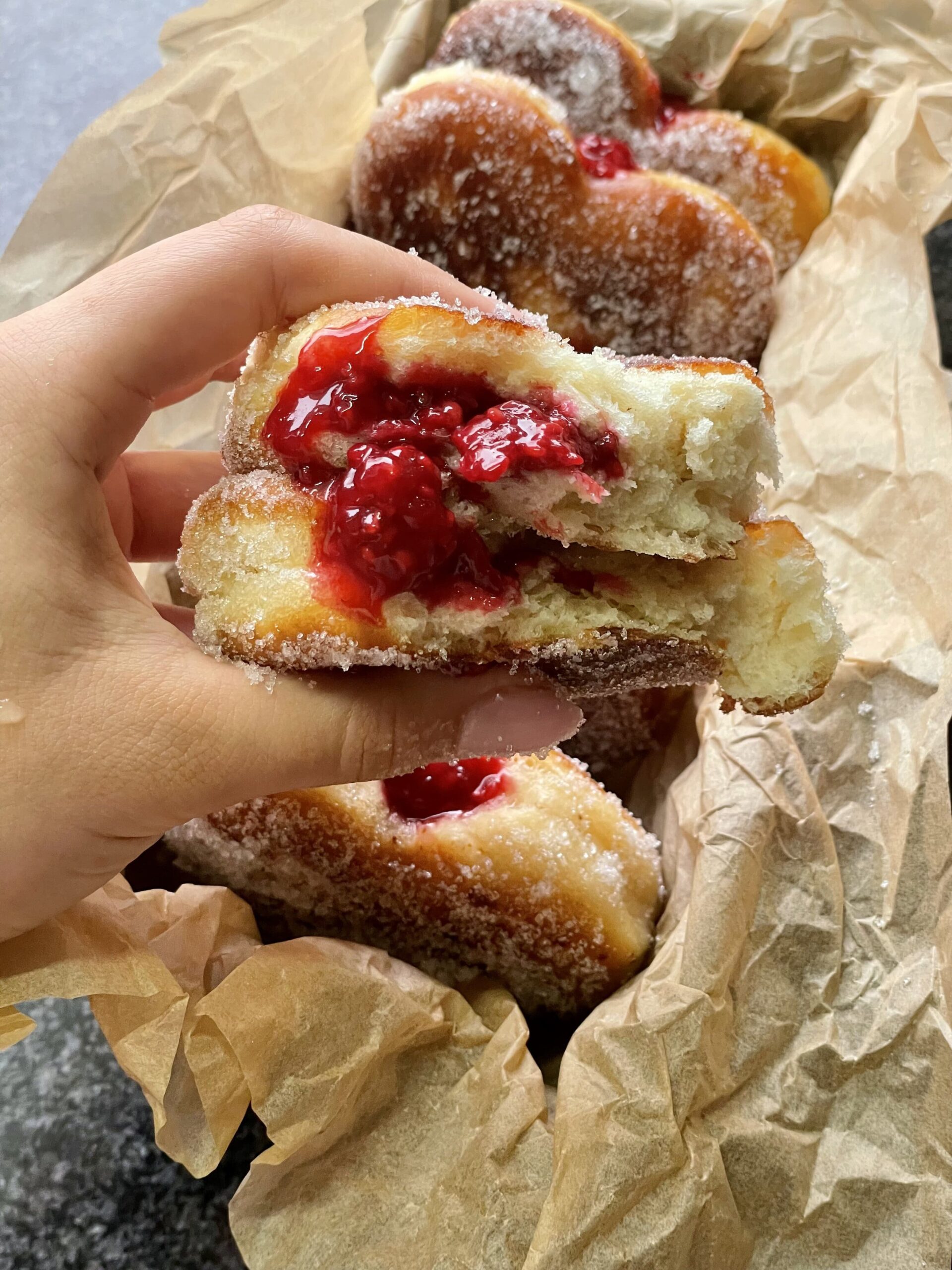 Heart-Shaped Raspberry Filled Donuts
